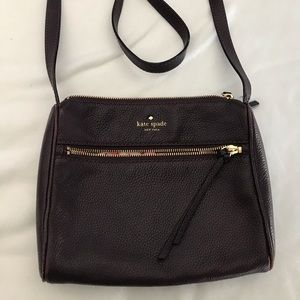 Kate Spade dark plum shoulder pebble handbag